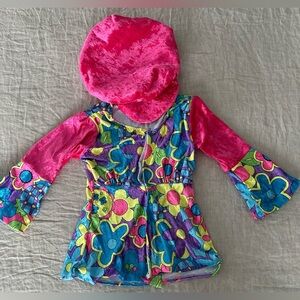 FRANCO Child’s Size Small Purple Blue Pink Floral Velvet Hippie Dress & …